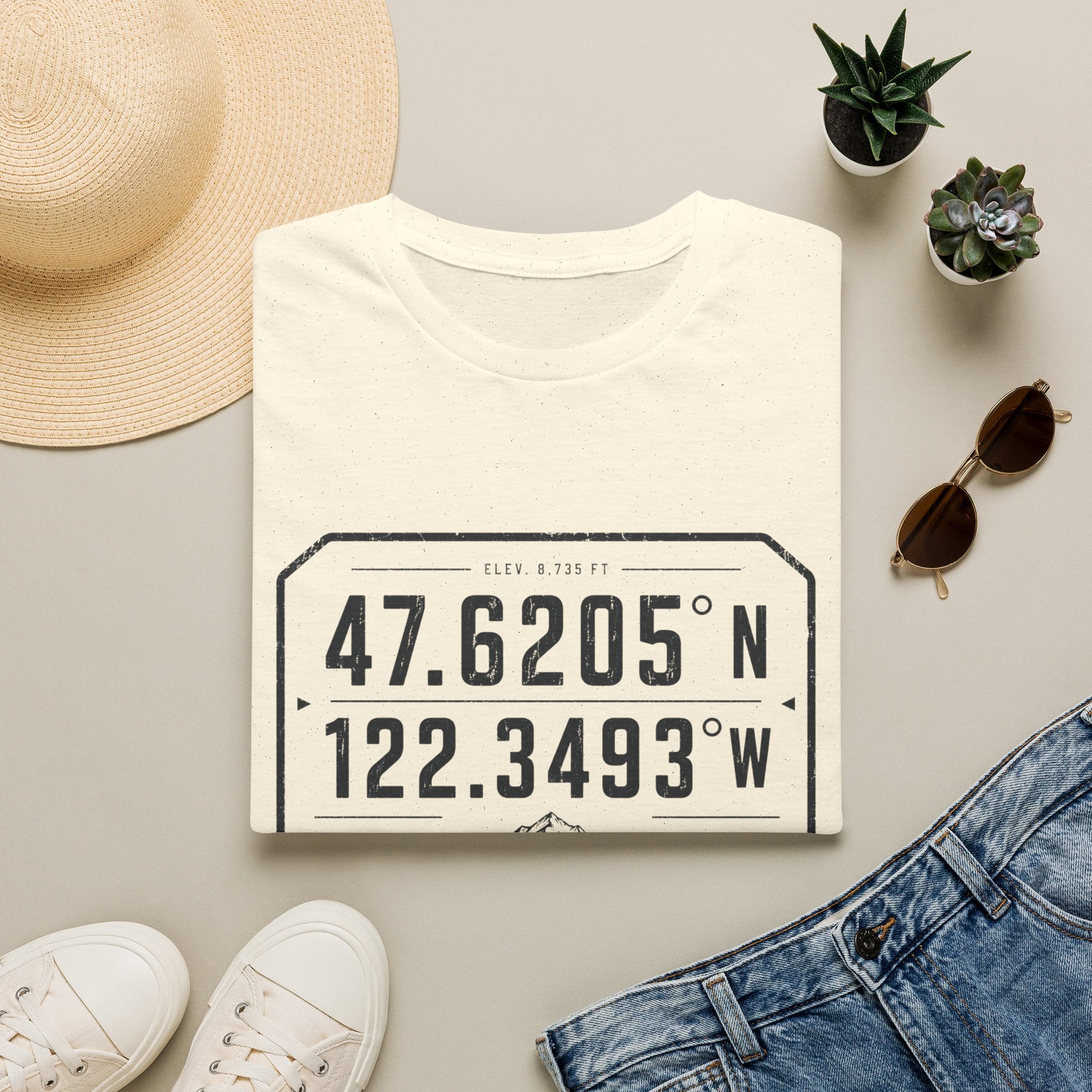 Coordinates Mt Rainier T-Shirt