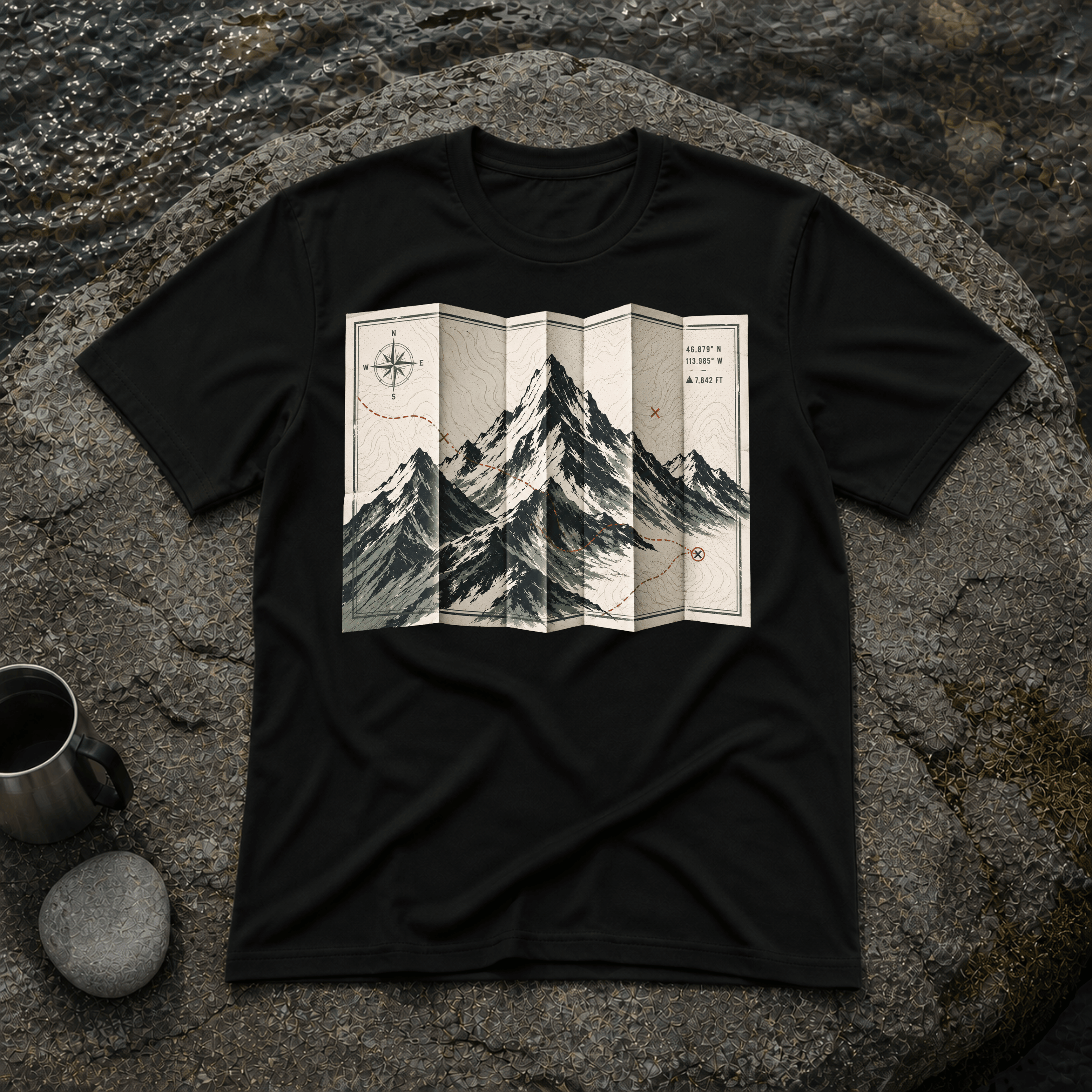 Folded Map Mountains T-Shirt