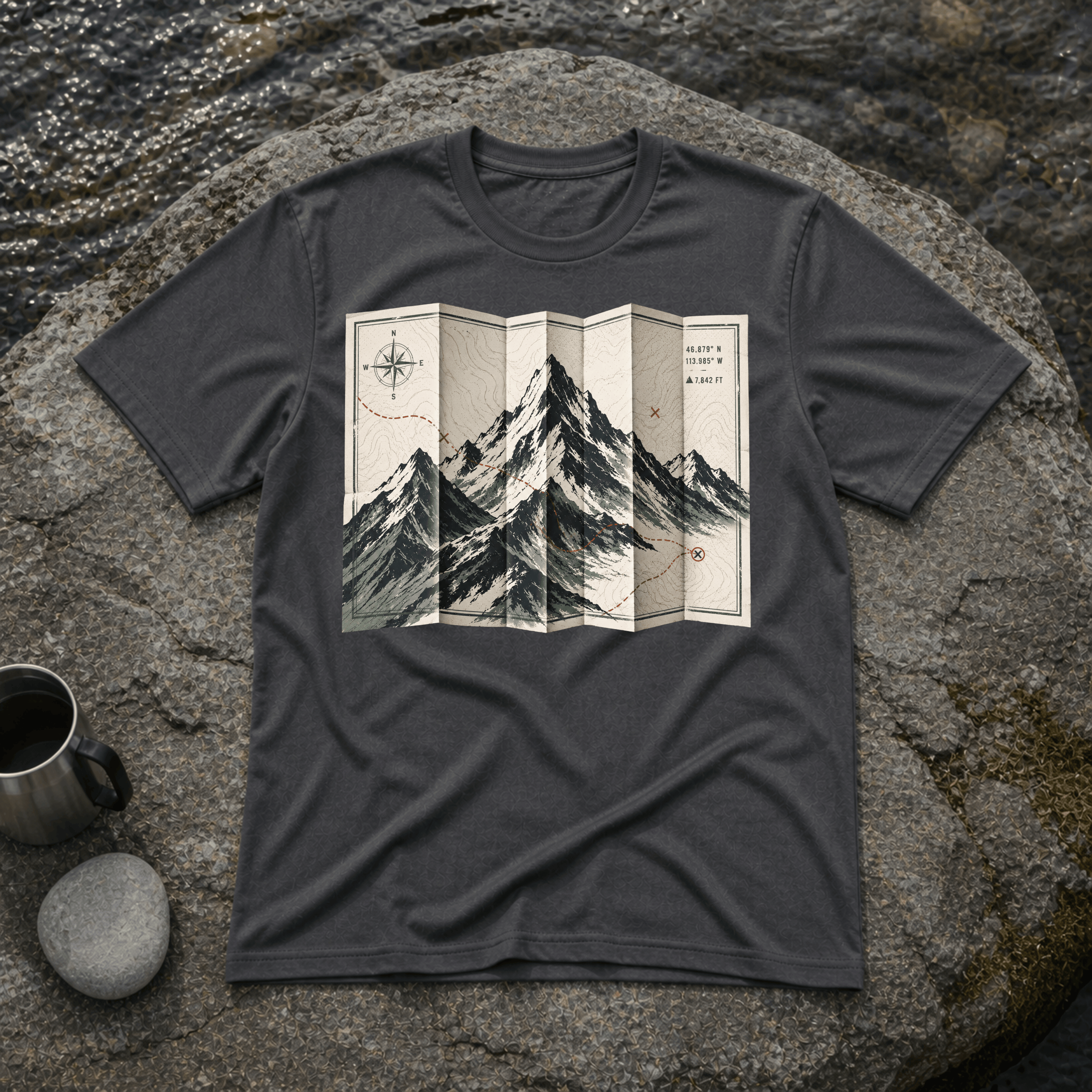 Folded Map Mountains T-Shirt