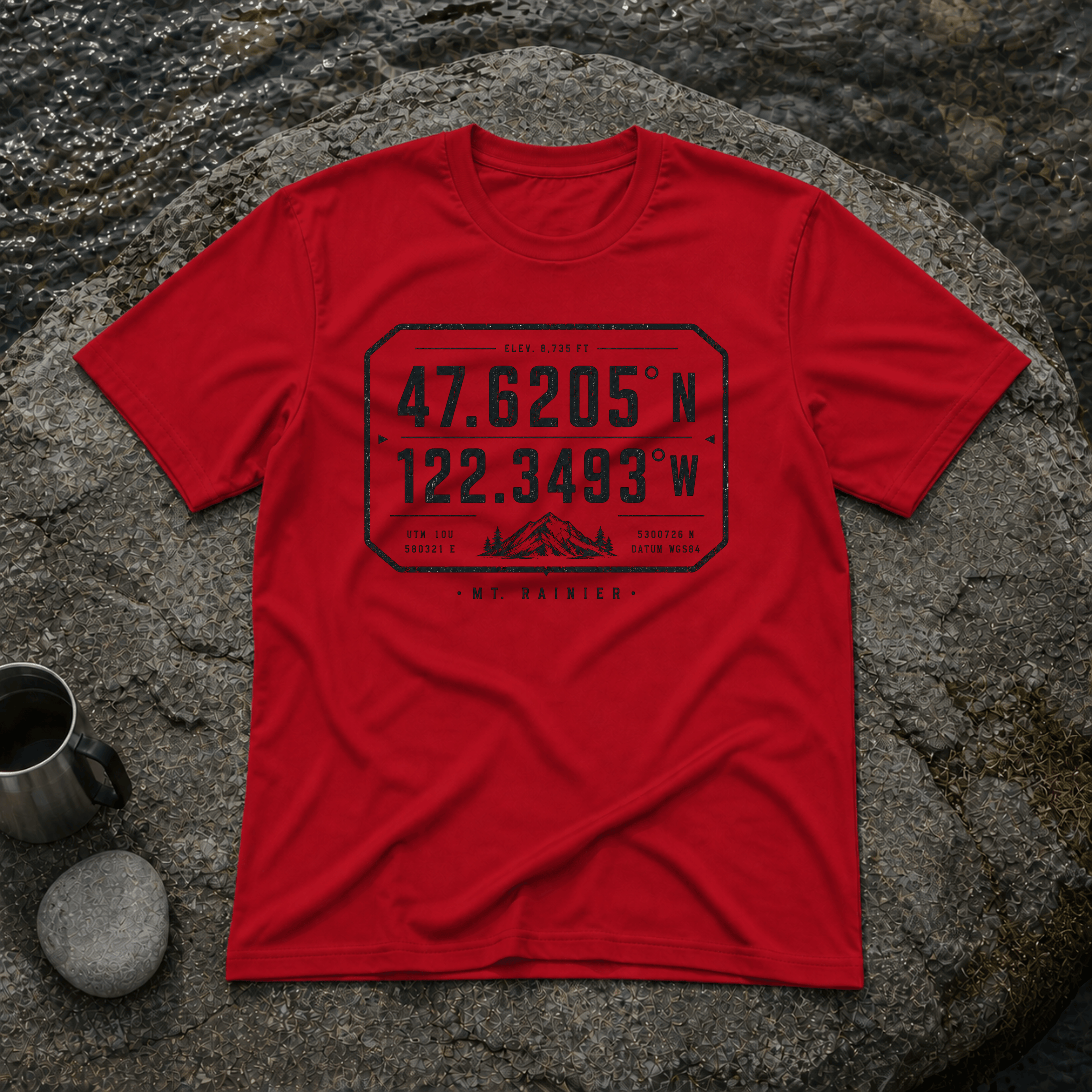 Coordinates Mt Rainier T-Shirt