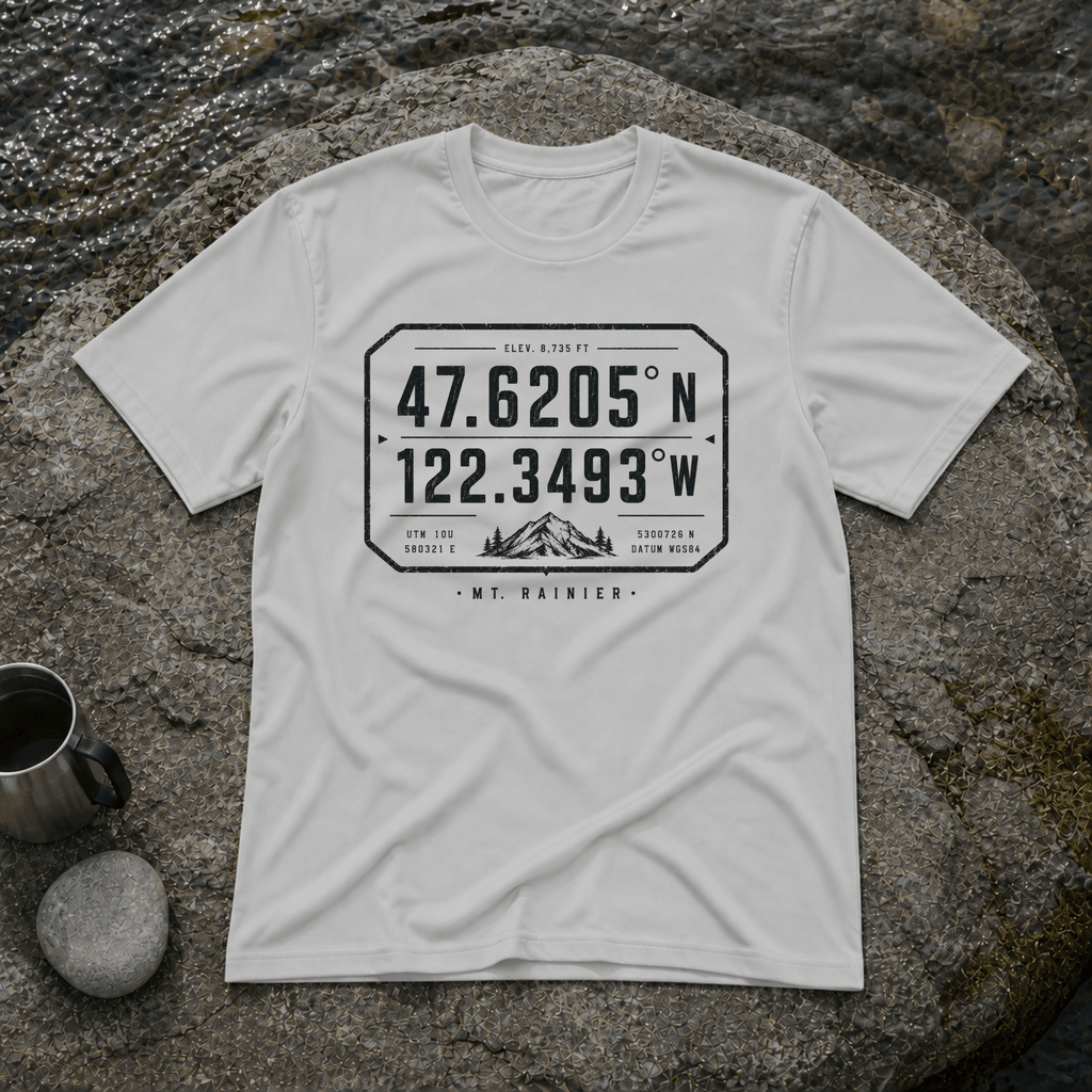 Coordinates Mt Rainier T-Shirt