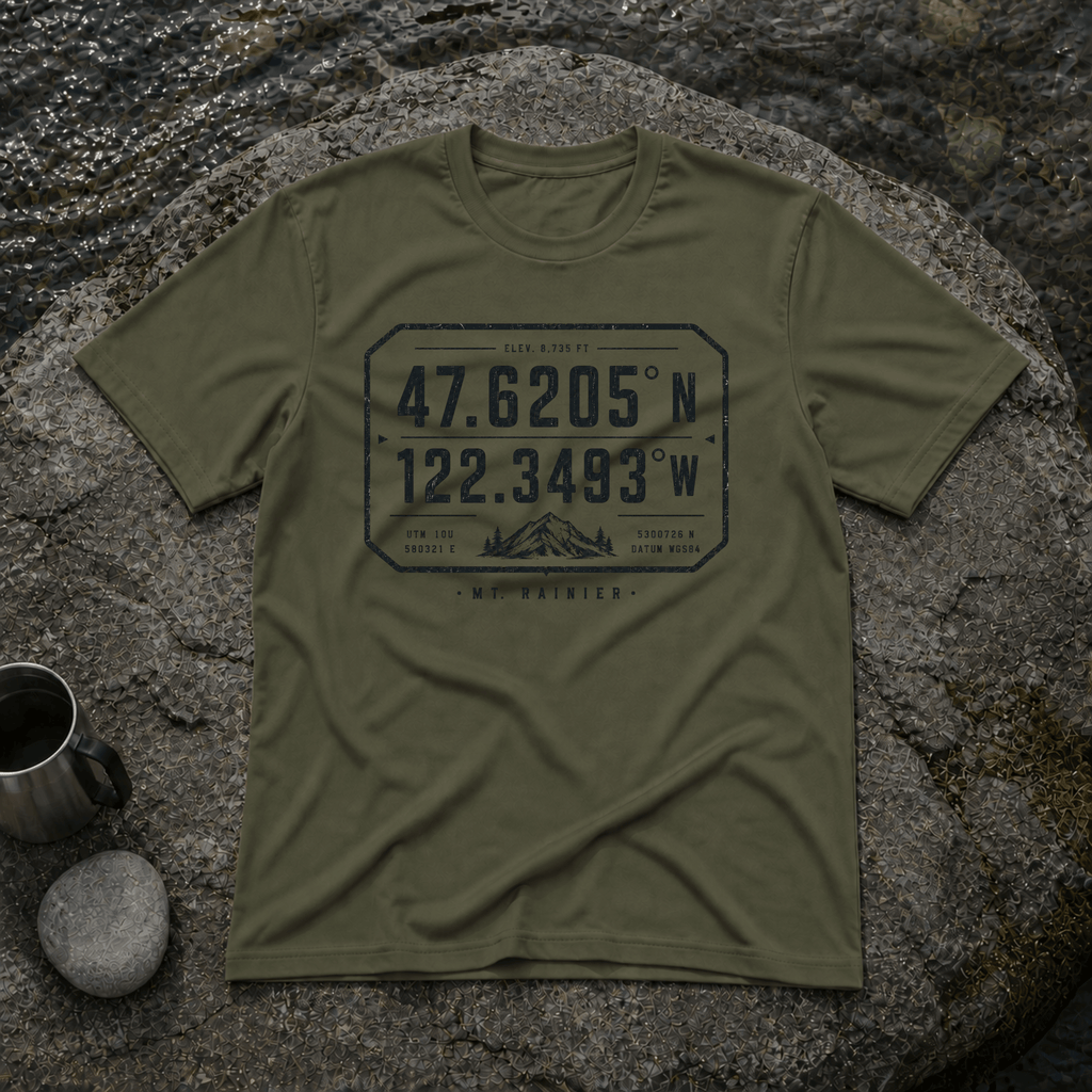Coordinates Mt Rainier T-Shirt
