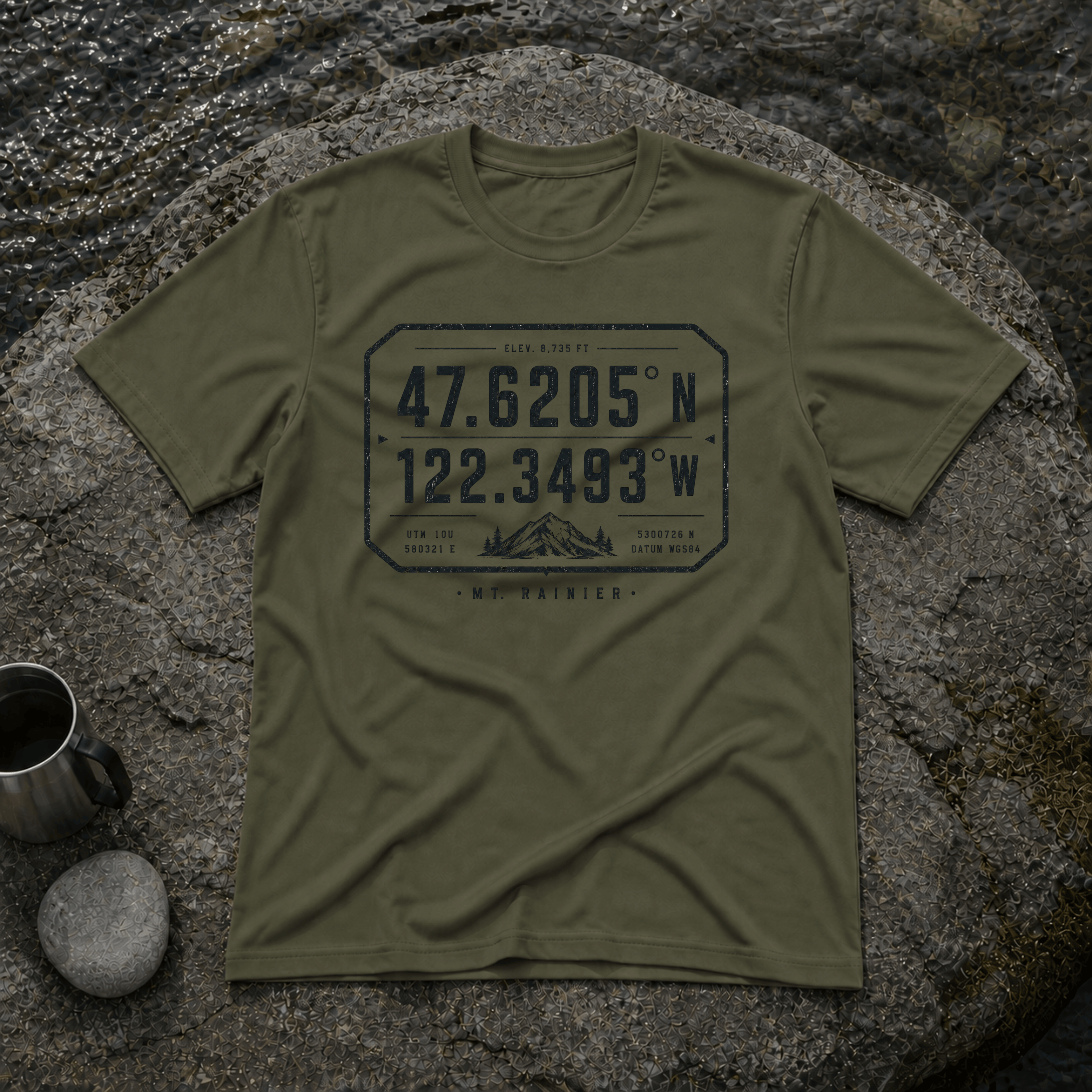 Coordinates Mt Rainier T-Shirt