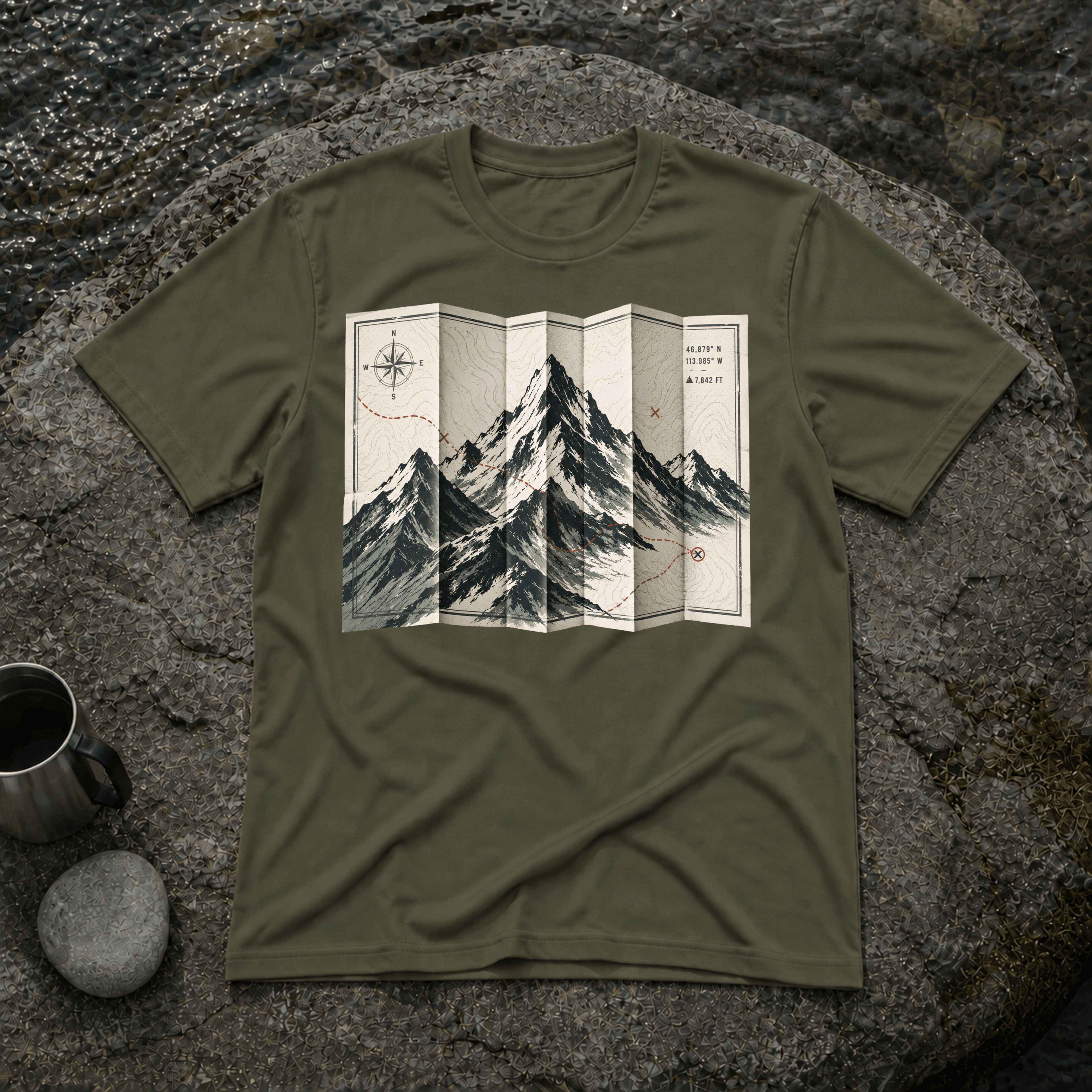 Folded Map Mountains T-Shirt
