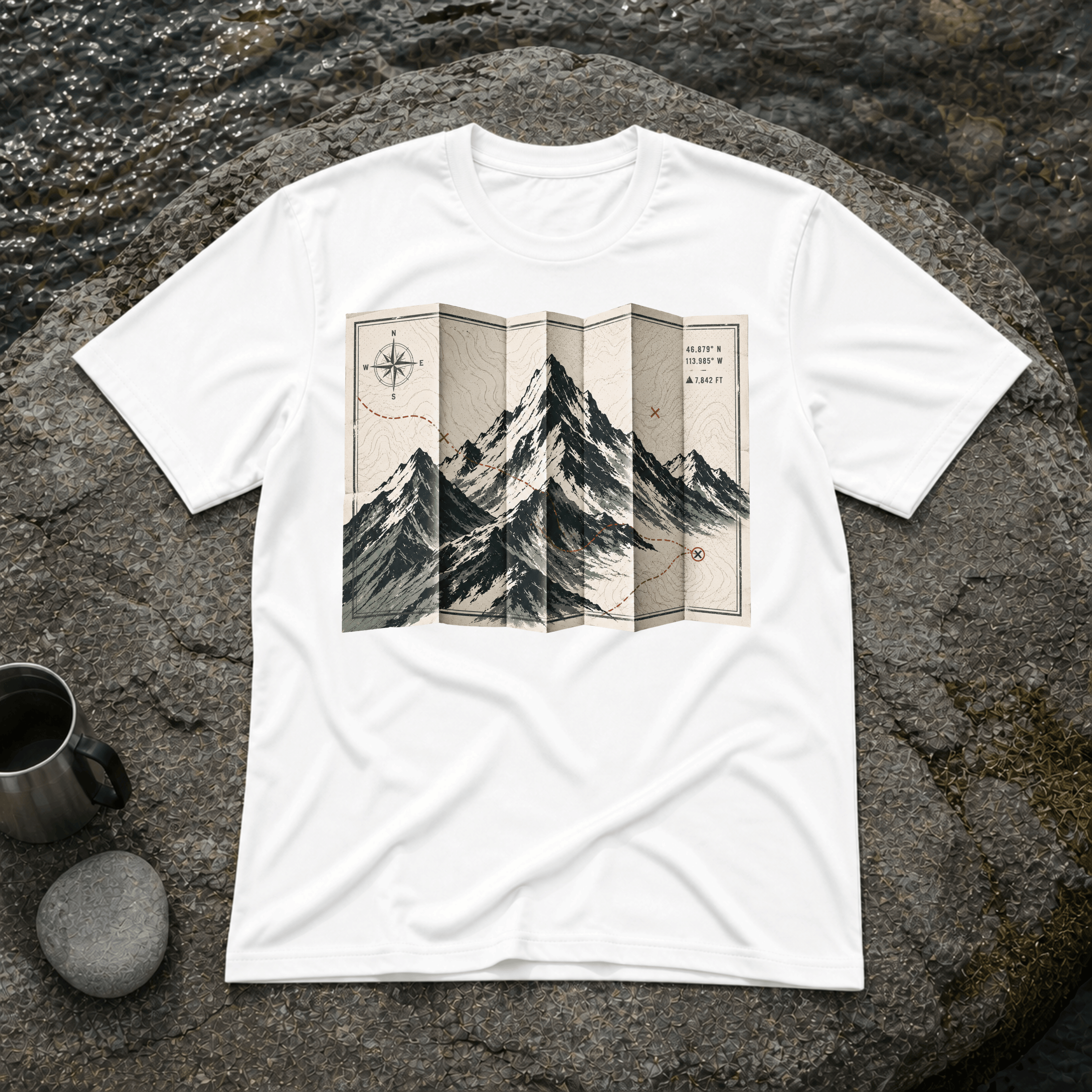 Folded Map Mountains T-Shirt
